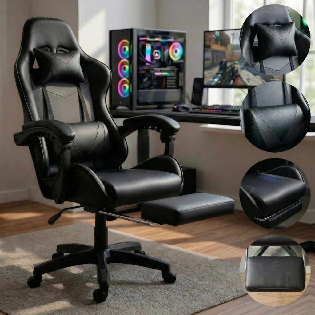 Cadeira de Escritório Gamer Ergonômica Reclinável com Rodinhas
